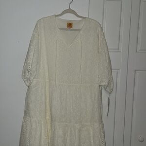 Elegant Cream eyelet Dress